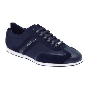 BOSS Men’s Stream Mesh & Faux Leather Sneakers in Black Size 12